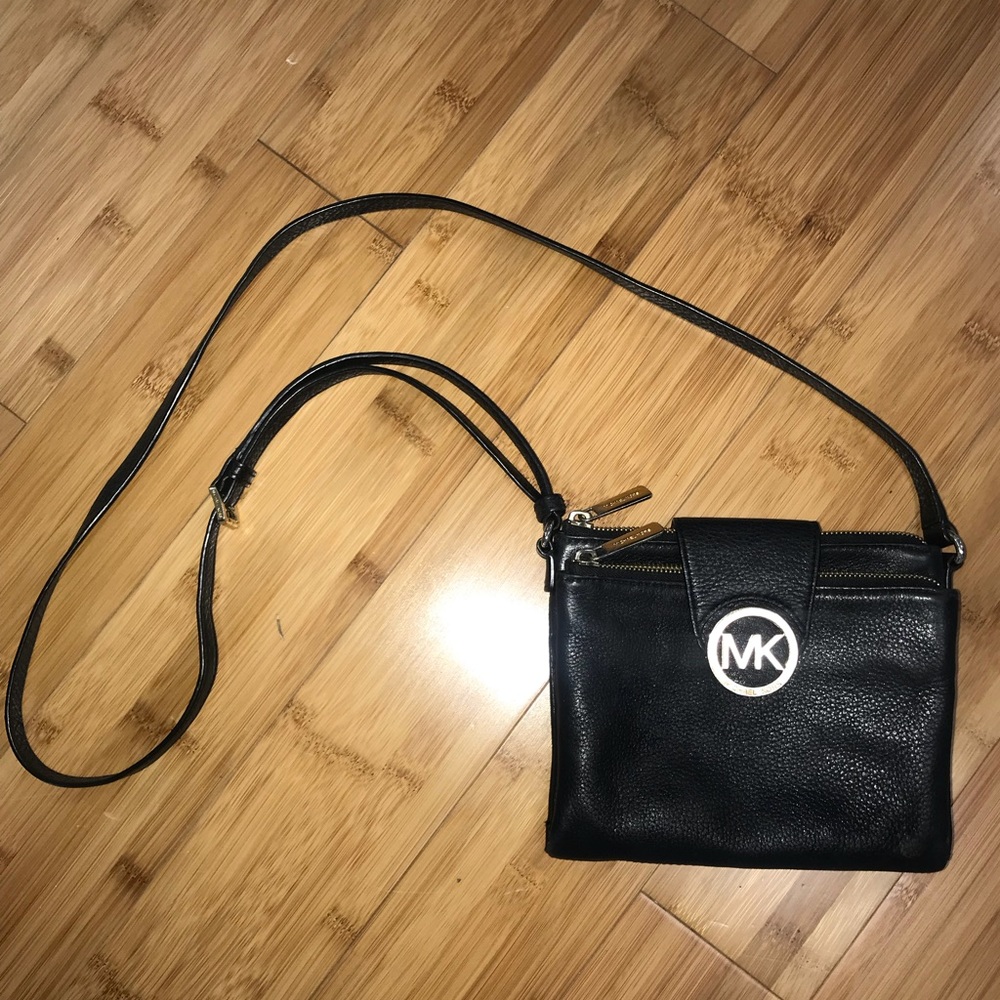 Michael Kors Black Leather Crossbody Purse